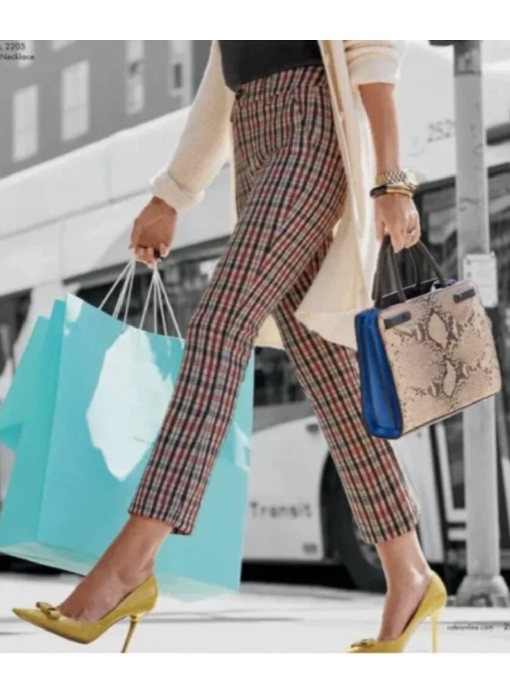 Cabi Plaid Trousers Brown & White Size 6 Like New